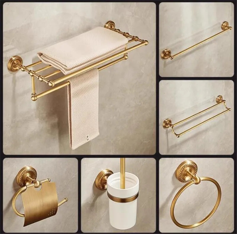 Bathroom Accessories Brass Antique Towel Rack,Paper holder Toilet Brush Holder,Towel Hanger Bath Hardware