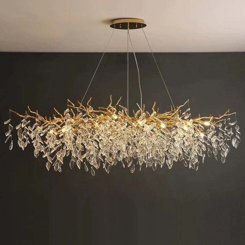 2025 Luxury Gold Crystal LED Chandeliers Living Dining  Lustre Ceiling Pendant Lamps I