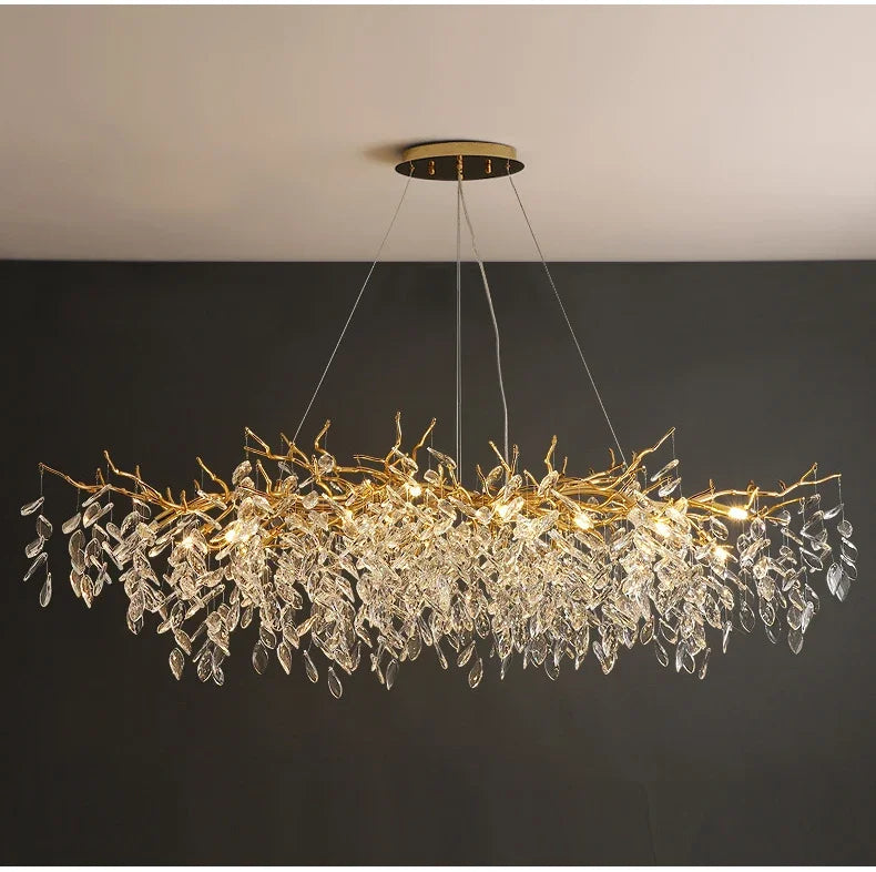 2025 Luxury Gold Crystal LED Chandeliers Living Dining  Lustre Ceiling Pendant Lamps I