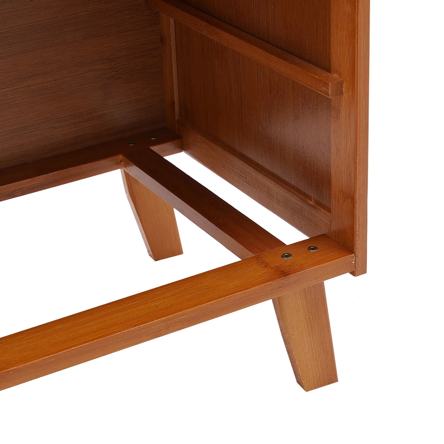 Vintage Style Kitchen Storage Cabinet, 2-Tier Bamboo Sideboard with Smooth Drawers for Kitchen and Dining Area