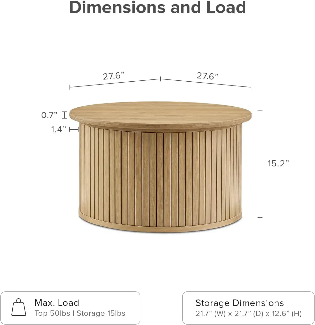Round Circle Coffee Table with Storage