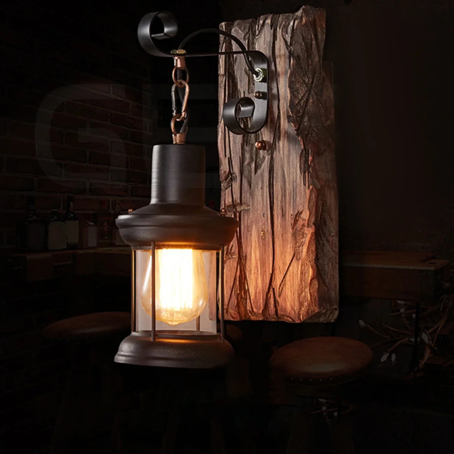Antique New Style Industrial Wood Wall Sconce Light