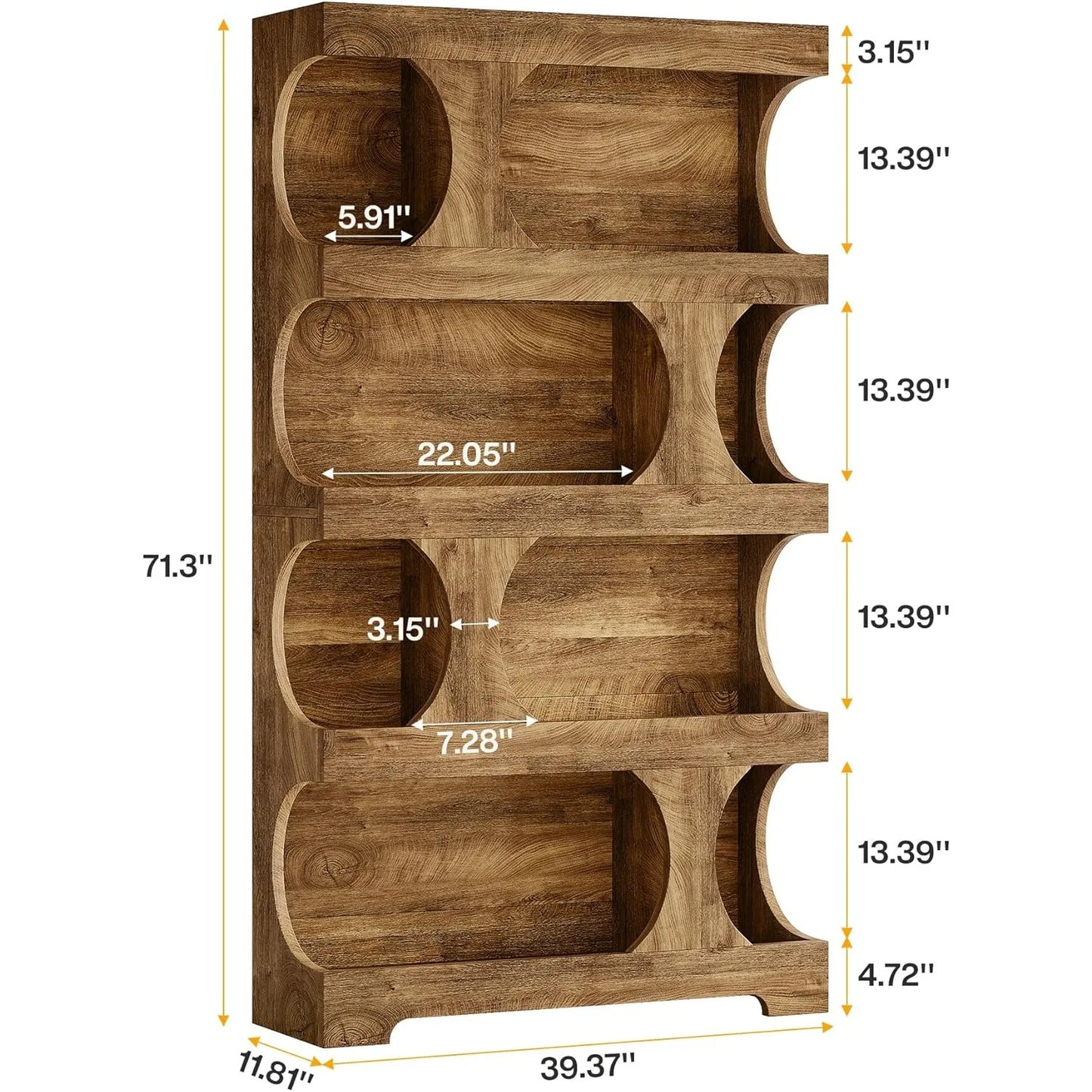 Modern Asymmetrical Bookshelf, with Classic Shape,Large Library BookShelf for Living Room, Home Office