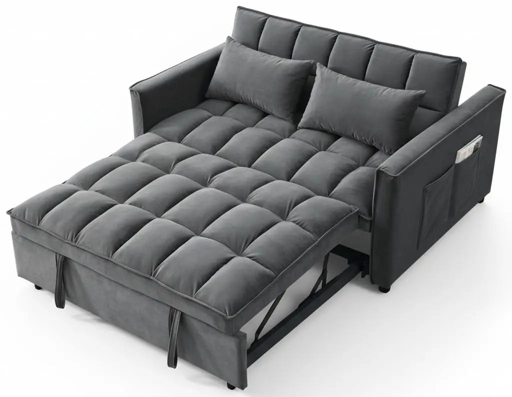 3 in 1 Convertible Sleeper Sofa Bed, Futon Couches for Living Room with Side Pocket