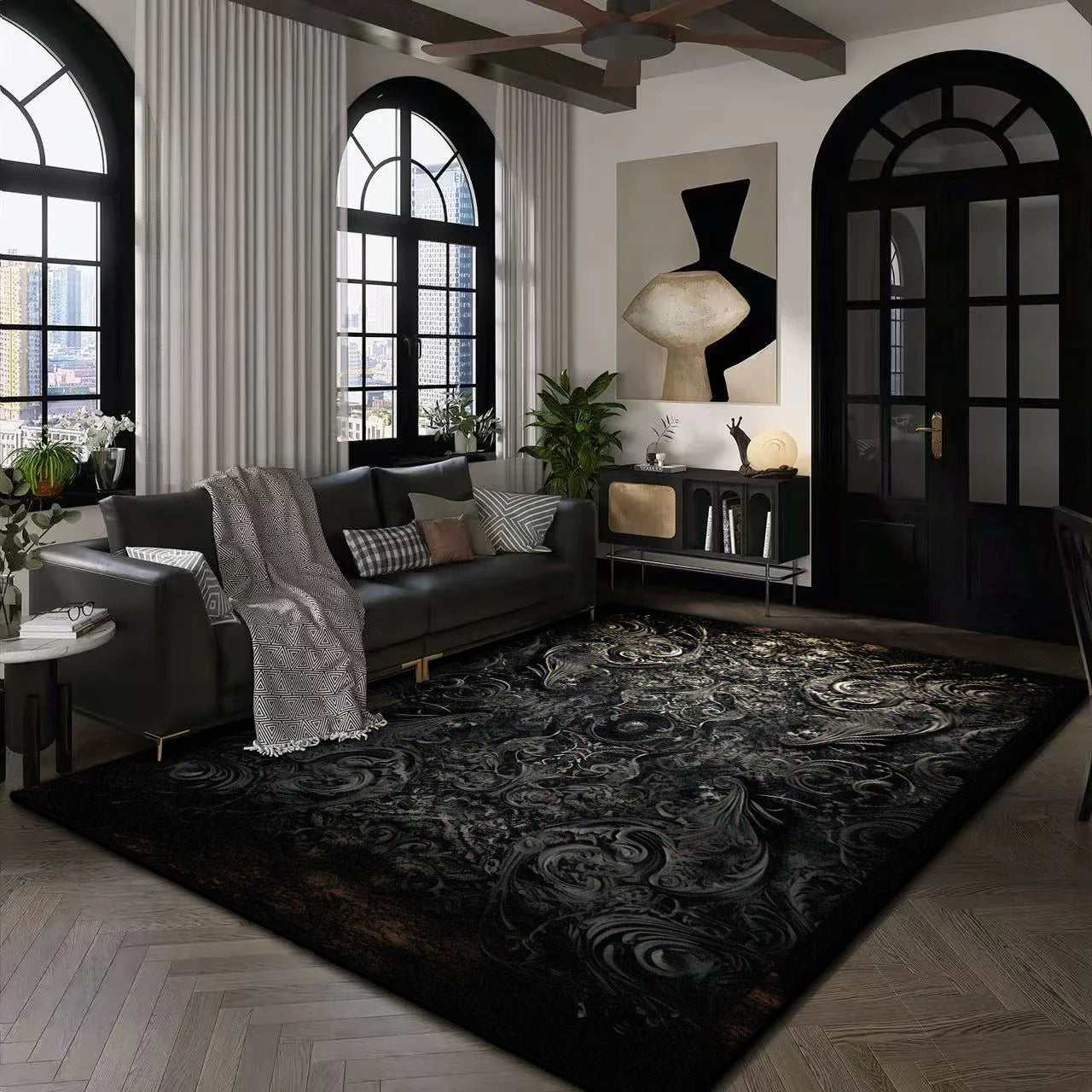 Large Modern Area Rug for Living Room  Plush Non-Slip Floor Machine Washable