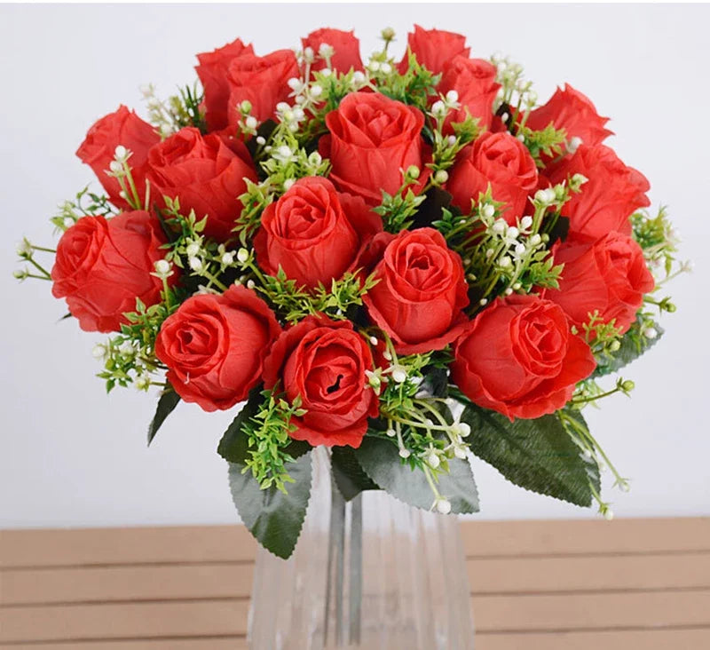 18 Heads Rose Bouquet  Silk  Bouquet Wedding  Flowers