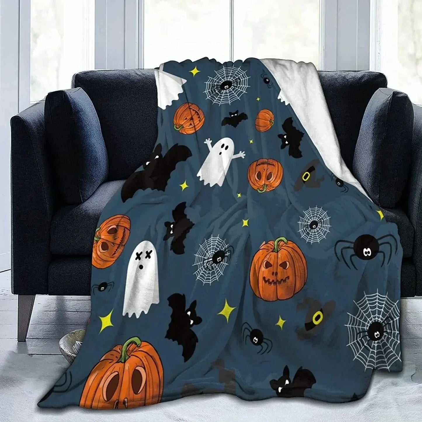 Fall Pumpkin Autumn Blanket Leaves Soft Throw