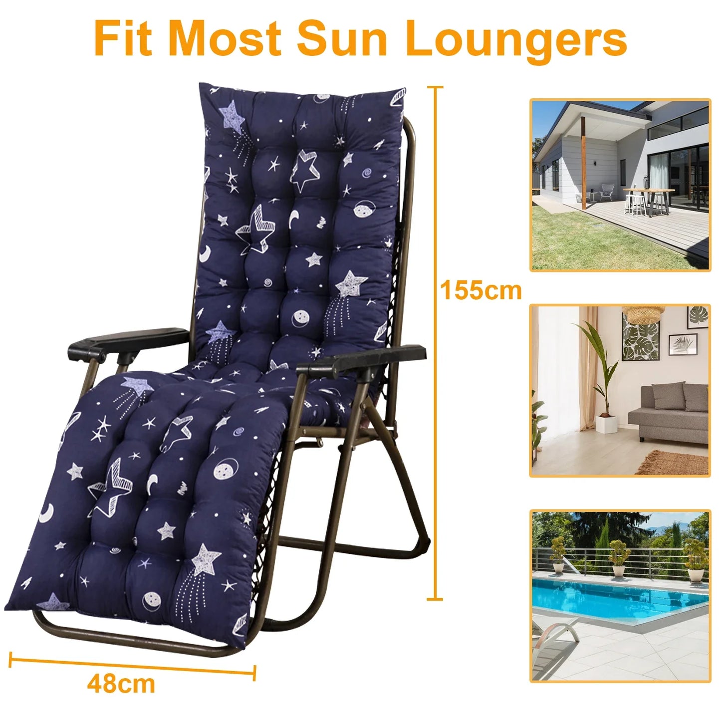 Patio Chaise Lounger Cushions Indoor/Outdoor