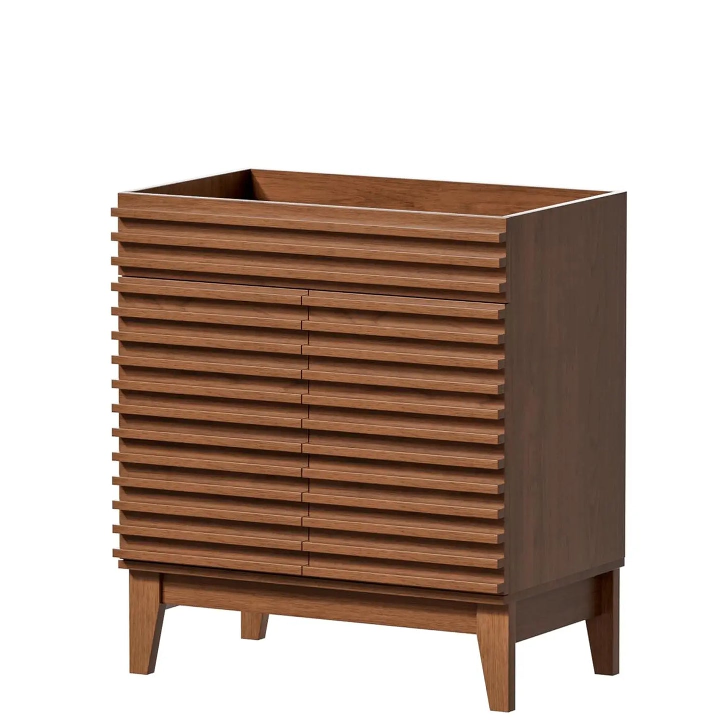 30" Mid-Century Bathroom Vanity Cabinet Ceramic Sink Soft Close Doors Freestanding