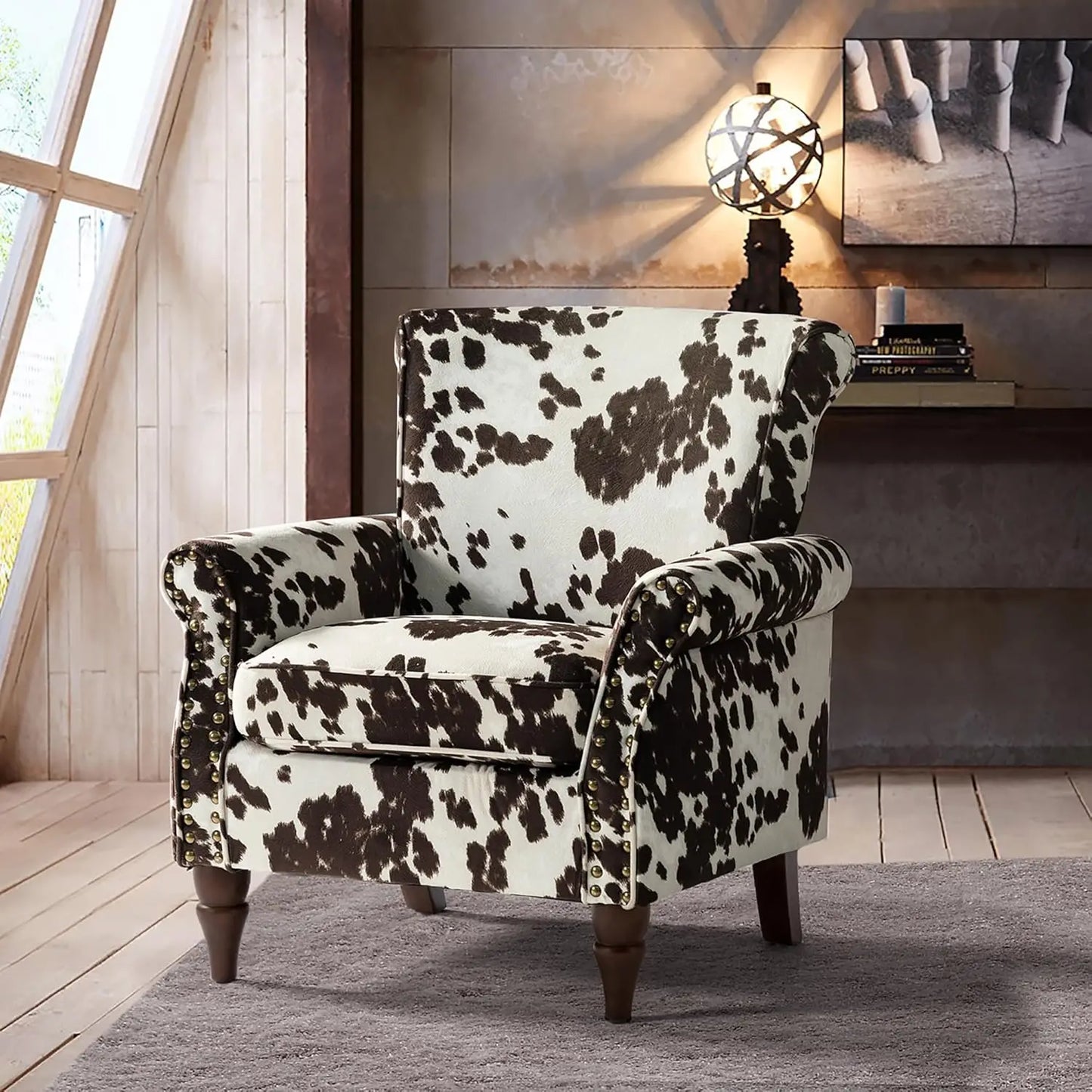 Modern Wingback Accent Chair with Wood Legs & Removable Cushion, Comfy Upholstered Armchair , Different Fabrics