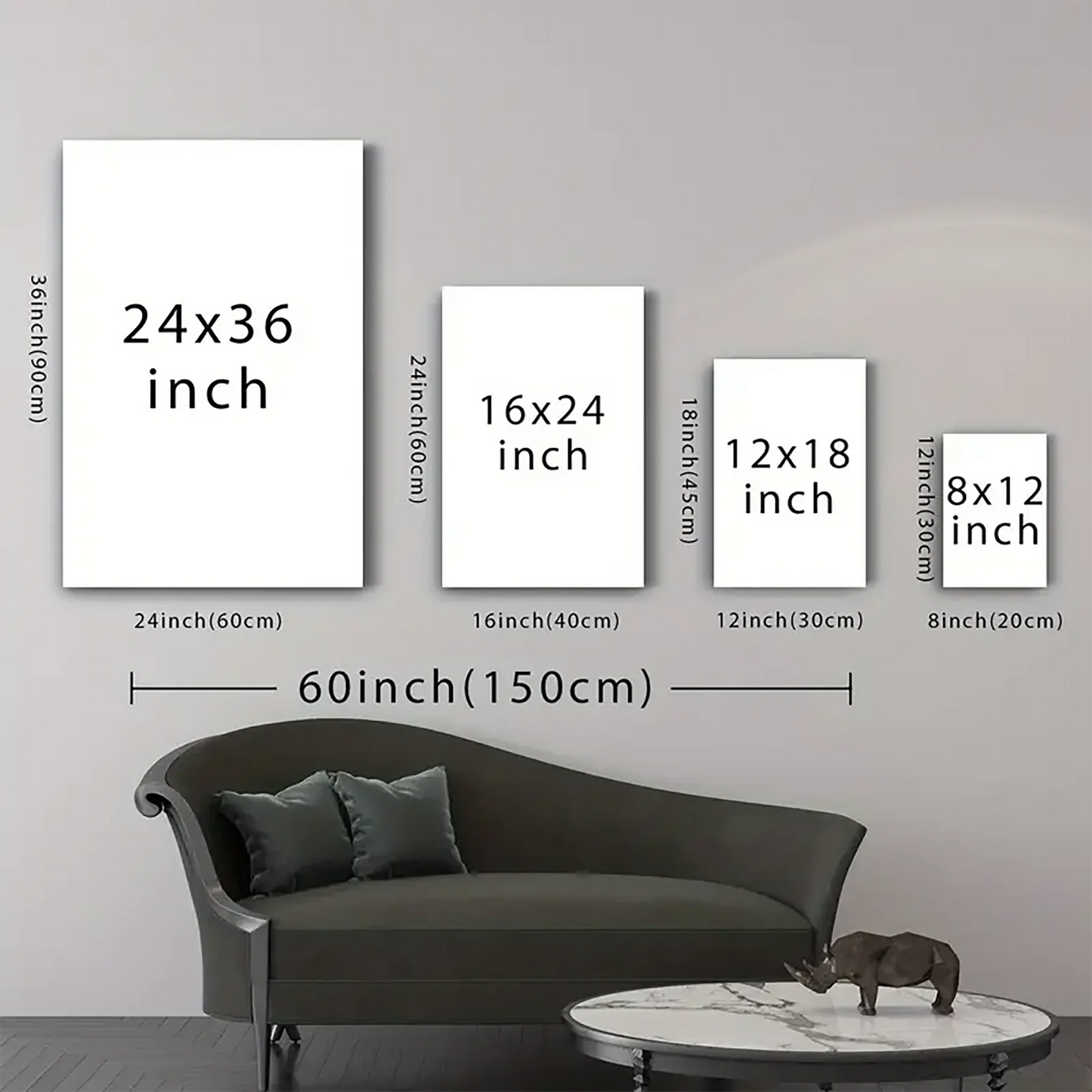 2D Flat 3pcs Wooden Framed Canvas Painting