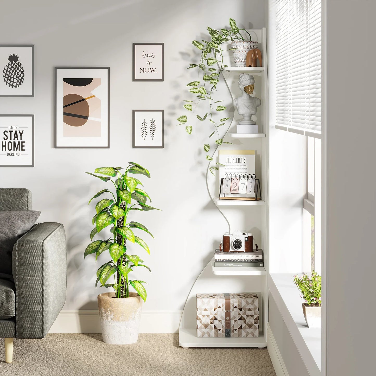 Tribesigns Corner Shelf, Modern 5-Tier Wall