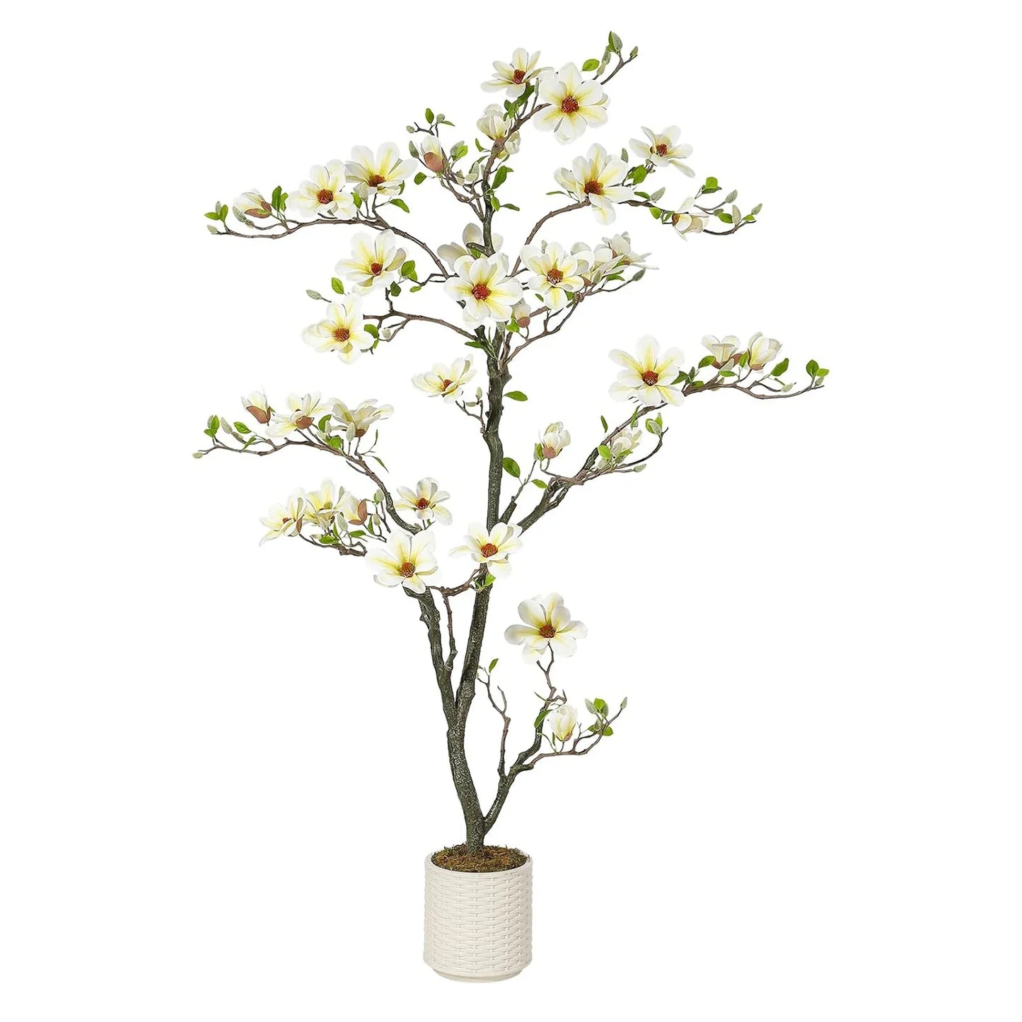 Artificial Magnolia Plant Faux Flower Trees  with LED Light for Yard Patio Home