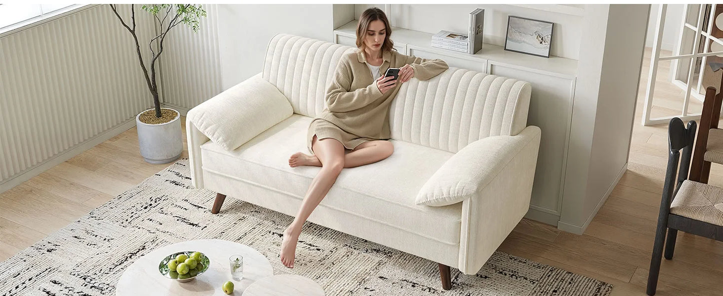 64.5" Loveseat Sofa, Chenille Loveseat, Small Couch for Living Room,  Love Seat