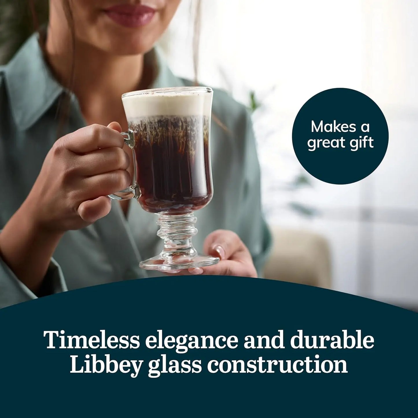 Elegant Raised Rim Latte Mugs, Dishwasher Safe Glass Coffee Cups