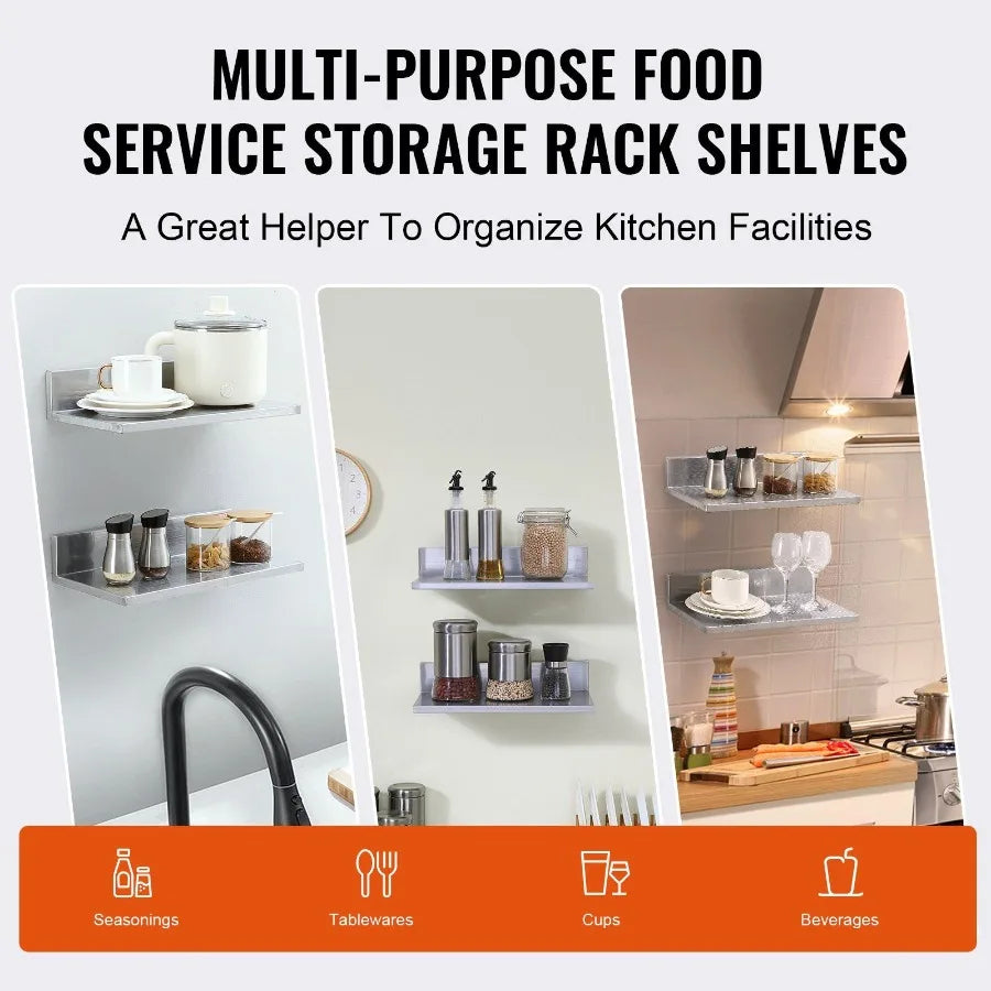 8.6 x 16 Stainless Steel Shelf Wall Mounted