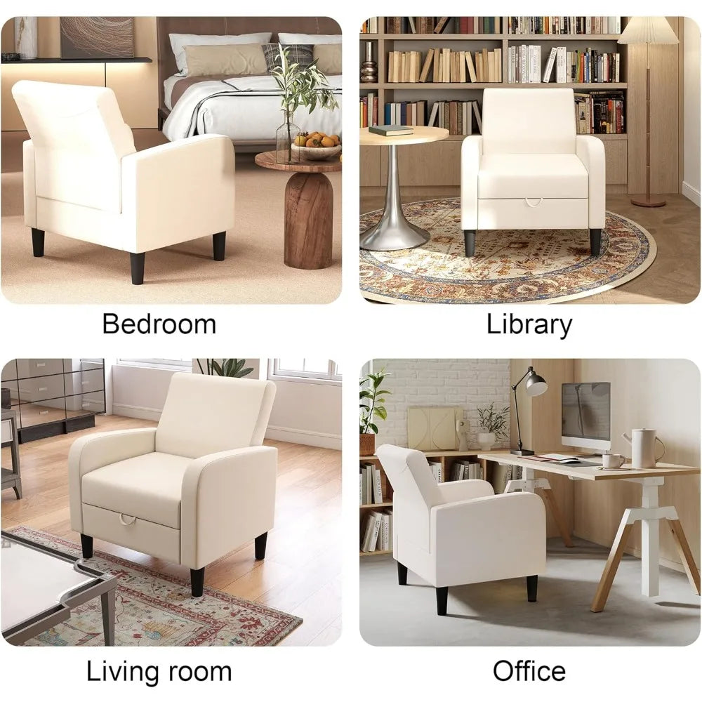 Living Room Chair, Upholstered Accent Chair  Linen Fabric
