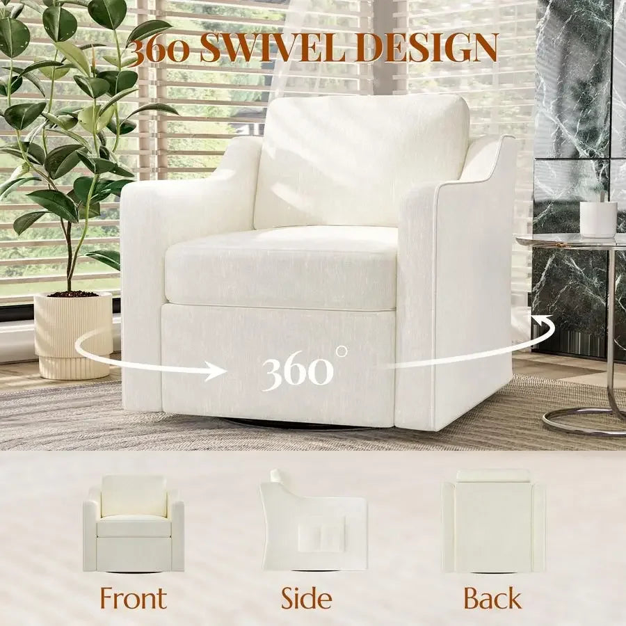Swivel Accent Chair Set of 2, Large Comfy Reading Chairs, Upholstered