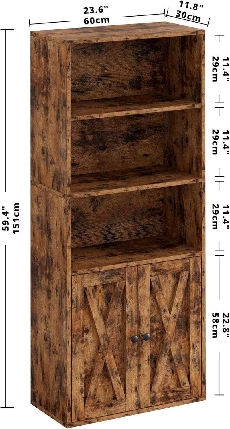 IRONCK Industrial Bookshelves and Bookcases with Doors 11.8 in  5 Shelf  Bookcase
