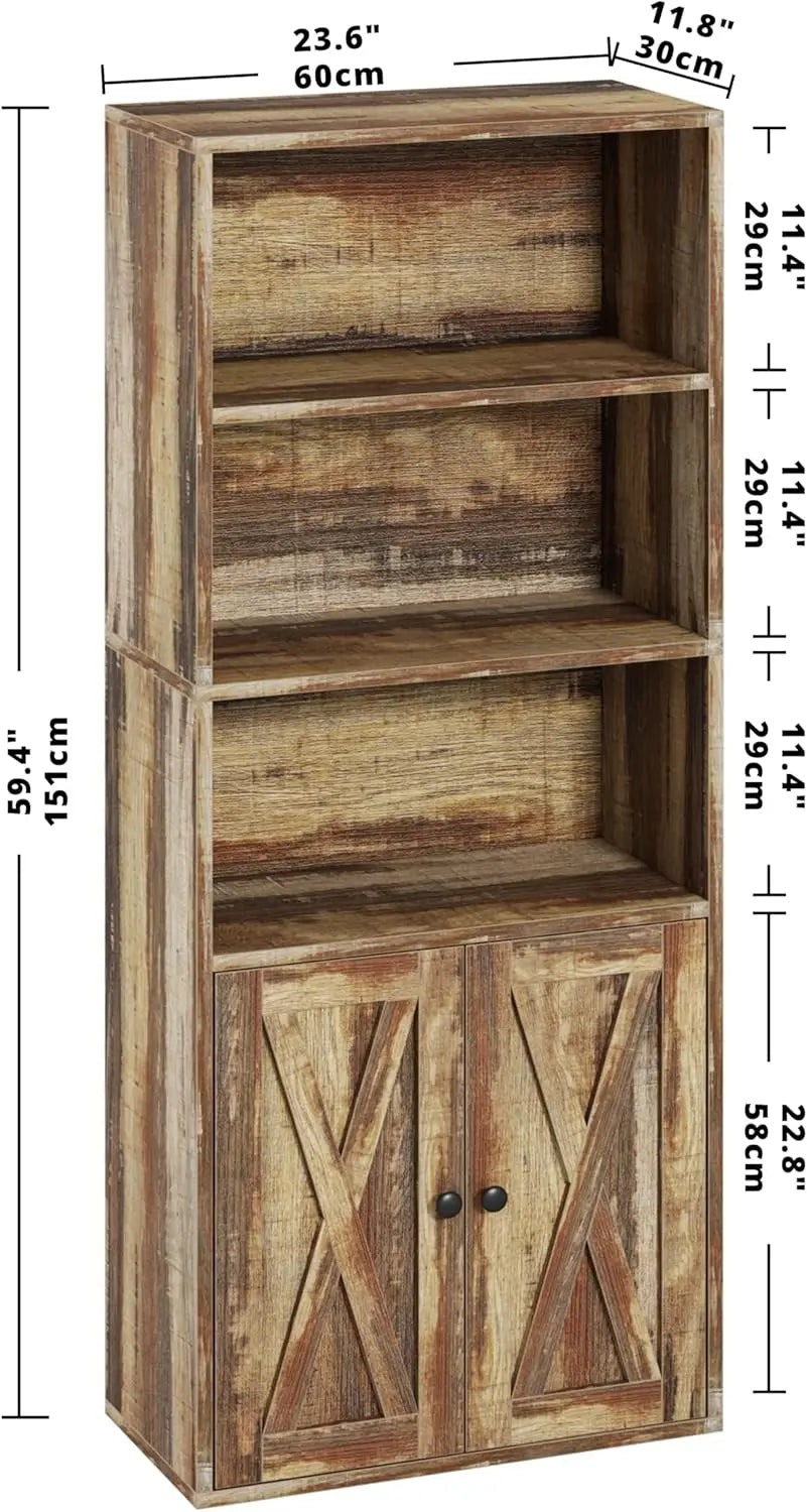 IRONCK Industrial Bookshelves and Bookcases with Doors 11.8 in  5 Shelf  Bookcase