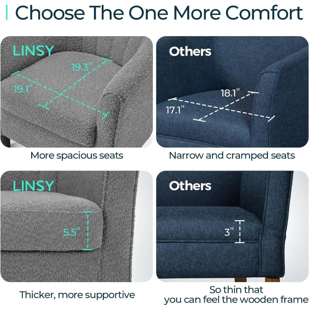 Accent Chair Ottoman Set: Chenille Barrel Chair with Foot Rest,  Upholstered