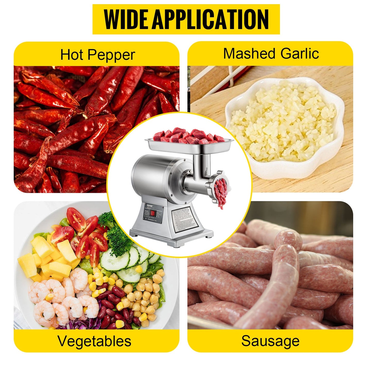 SucceBuy 250Kg/H Electric Meat Mincer Grinder Commercial Kitchen Chopper