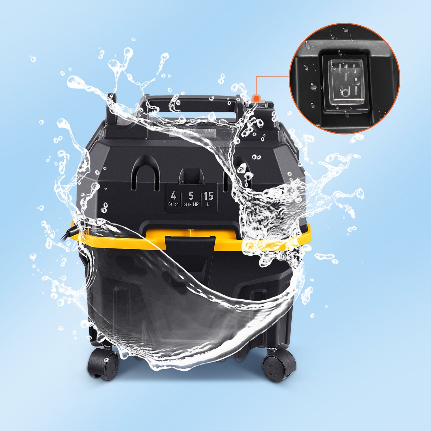 SucceBuy Portable Wet and Dry Vacuum Cleaner 15L 1200W Power Strong Suction Vacuum Cleaner & Air Blower